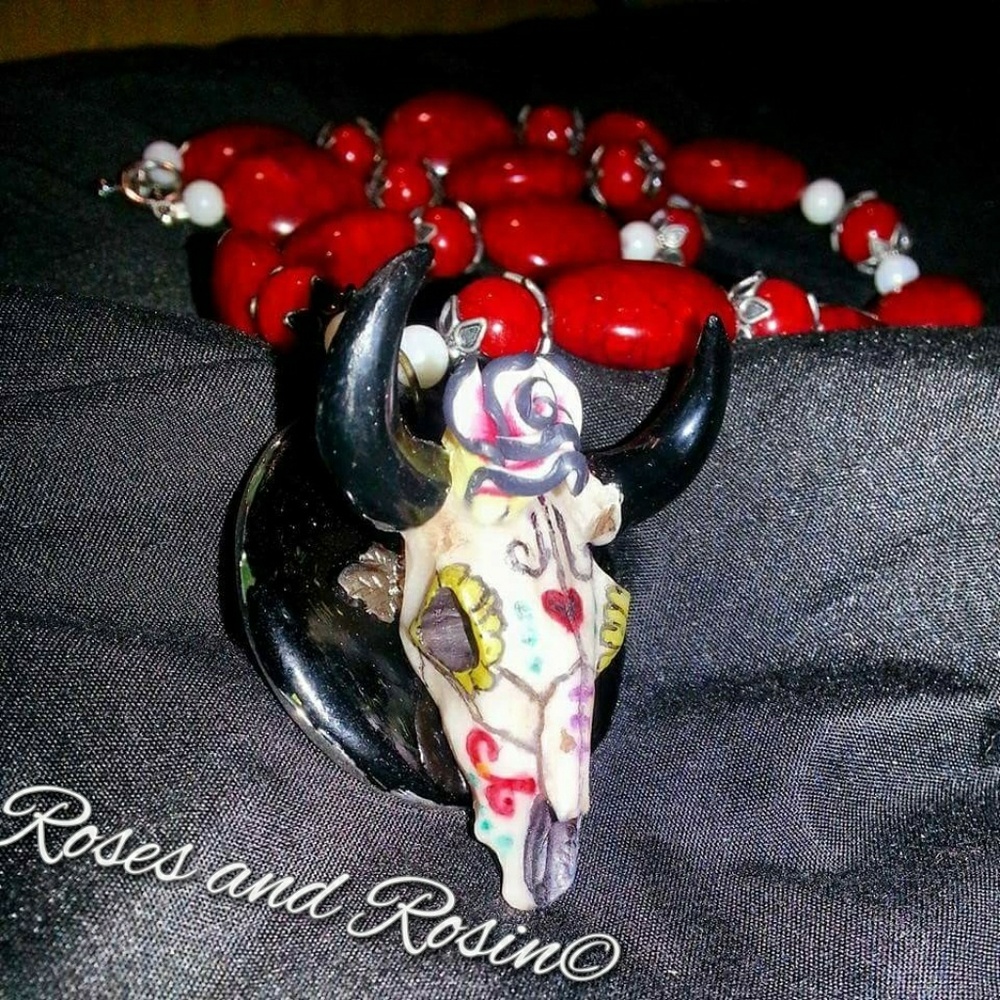 Cow Sugar Skulls necklace